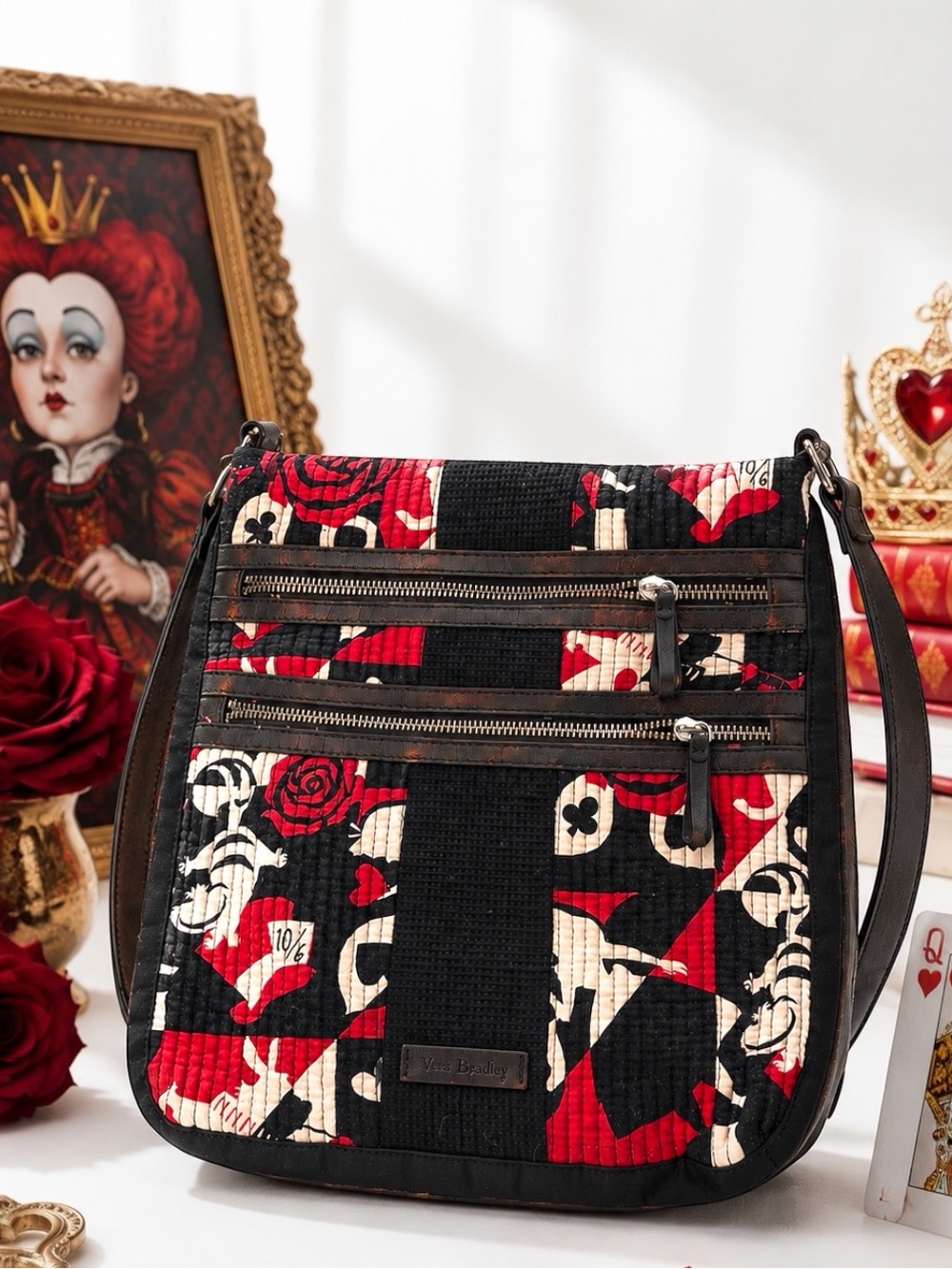 Disney Parks x Vera Bradley Alice in Wonderland Crossbody Bag Quilted Red Queen